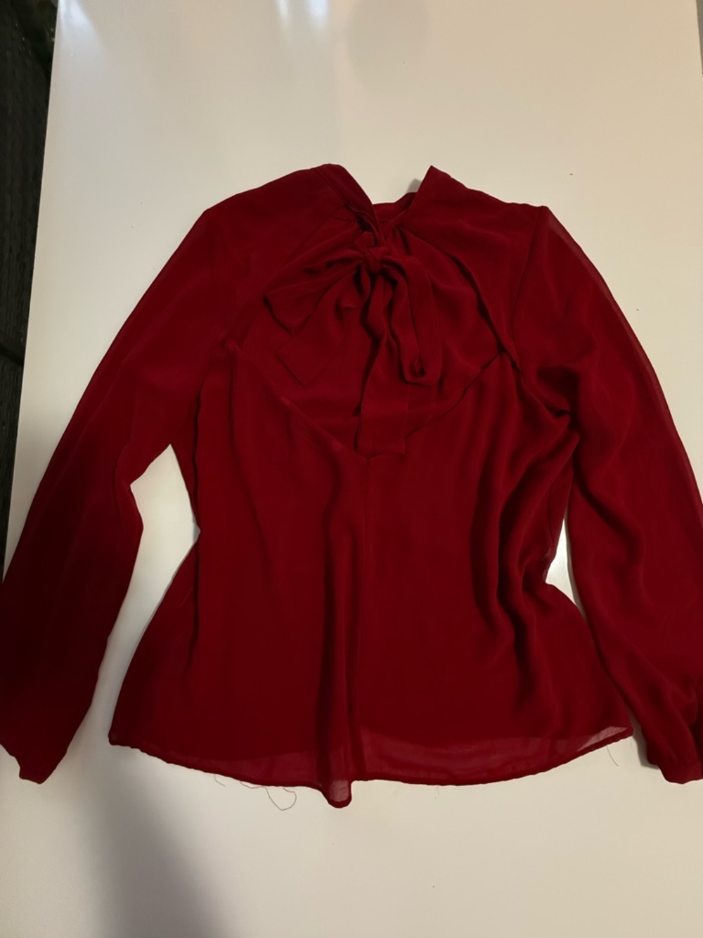 Feminine Elegance | Open-Back Bow-Detail Blouse - Red - Picture 6 of 11
